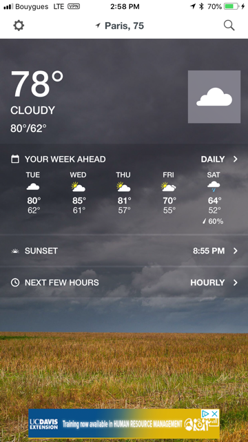 A screen shot of The Weather Channel 