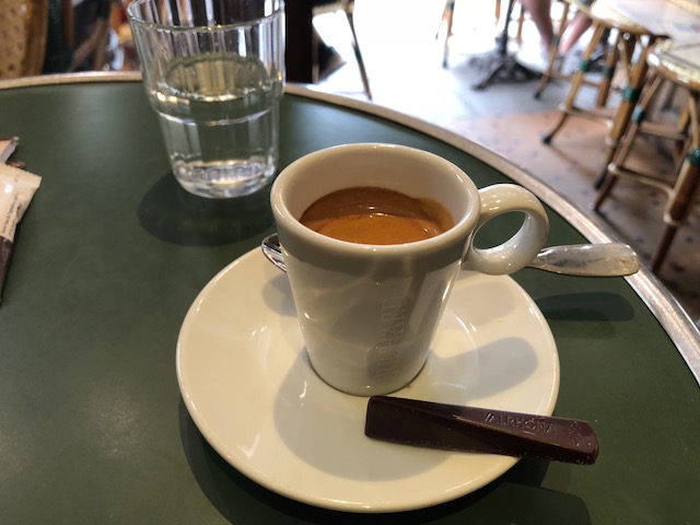 Espresso and a small glass of water
