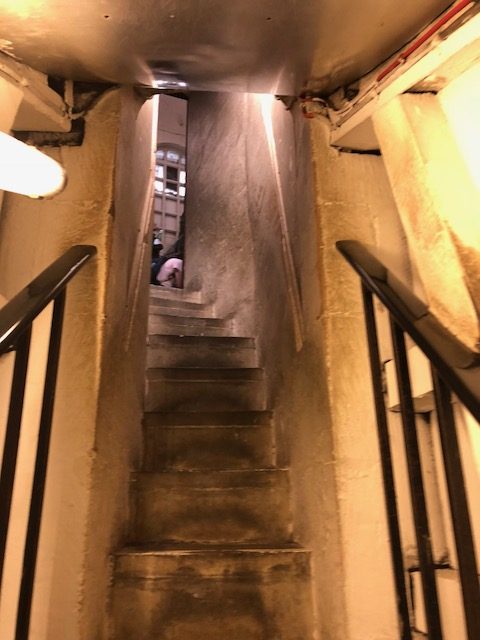Steep, narrow staircase