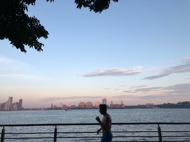 Hudson River and a jogger 