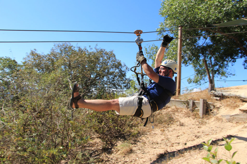 The first zip line. And away we go!