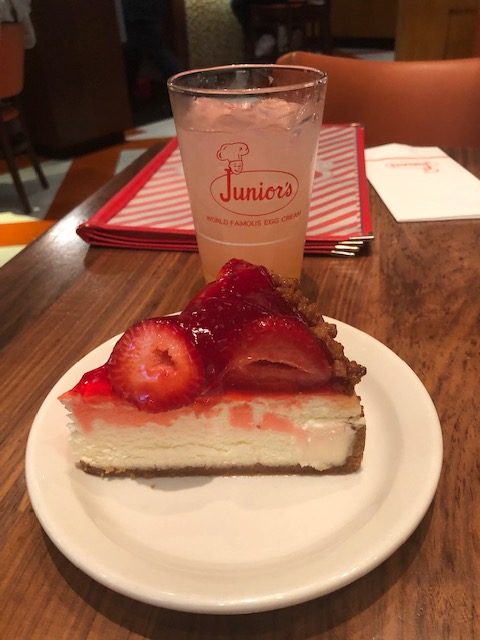 Cheesecake and pink lemonade from Junior's