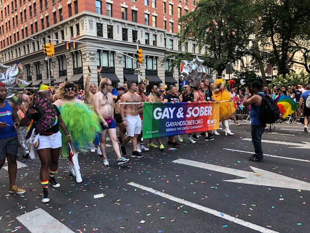 The front of our group, carrying the Gay & Sober banner