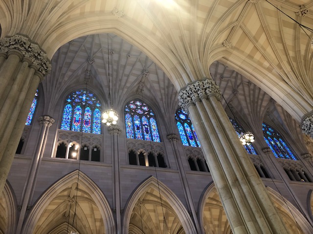 High row of stained glass windows
