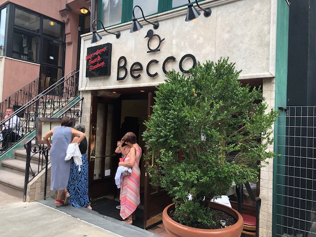 Outside of the restaurant, Becco