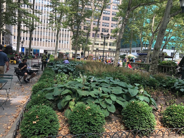 Gardens on the side of Bryant Park