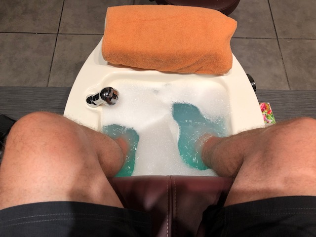 Feet in a bubble bath
