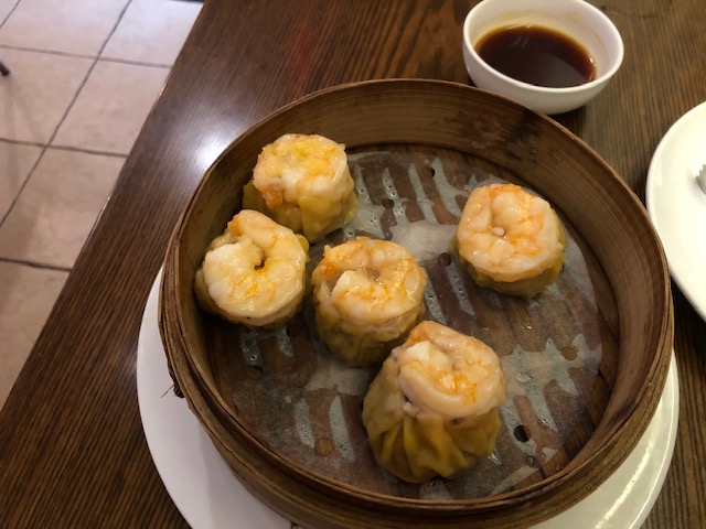 Shumai with shrimp on top