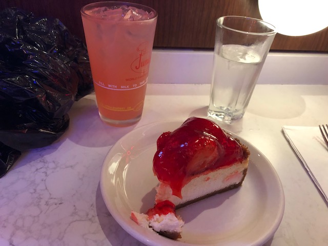 Strawberry cheesecake and lemonade from Junior's