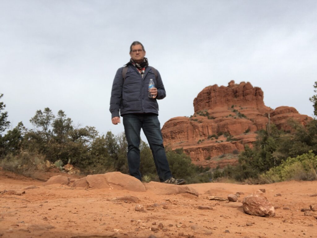 Full body shot of me, Bell Rock in the distance