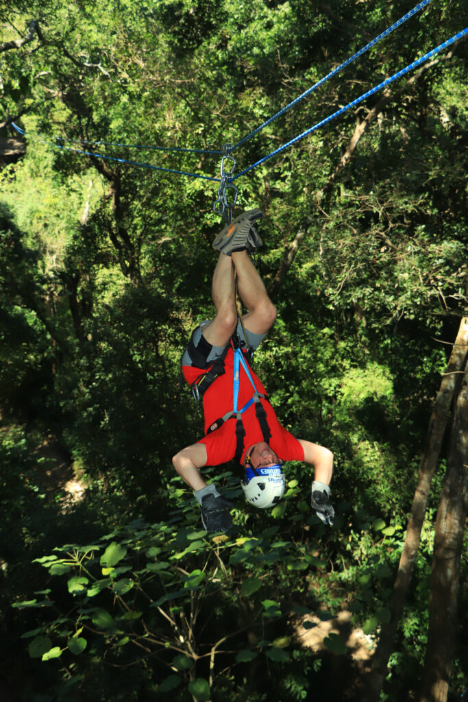 me upside down and backwards on the zip line! 