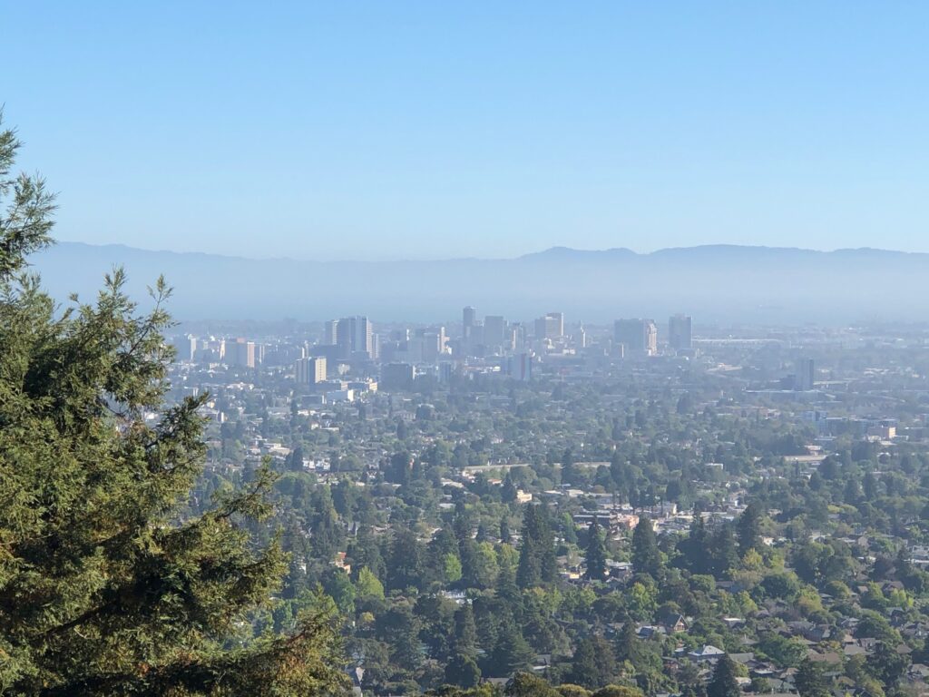 Oakland through low afternoon clouds as seen from Berkeley HIlls