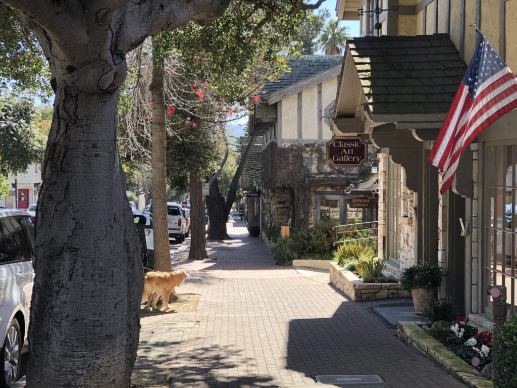 street shot of Carmel, including an art gallery
