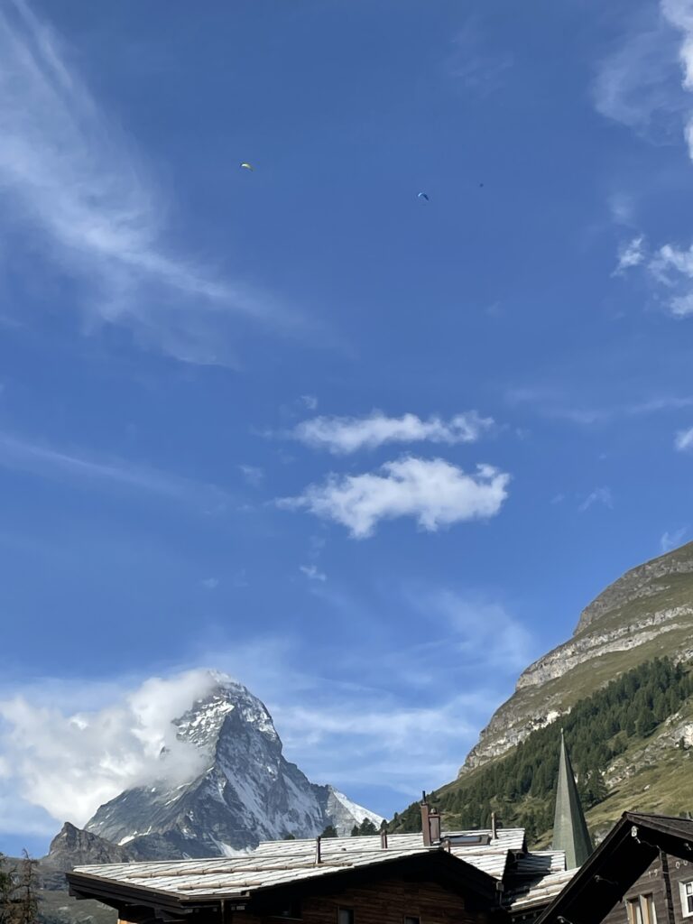 matterhorn with two guys flying way above 