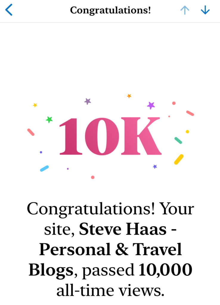 Text says: Congratulations! Your site passed 10,000 views! 